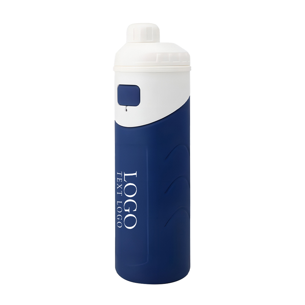 Silicone Insulated Water Bottle Blue Logo