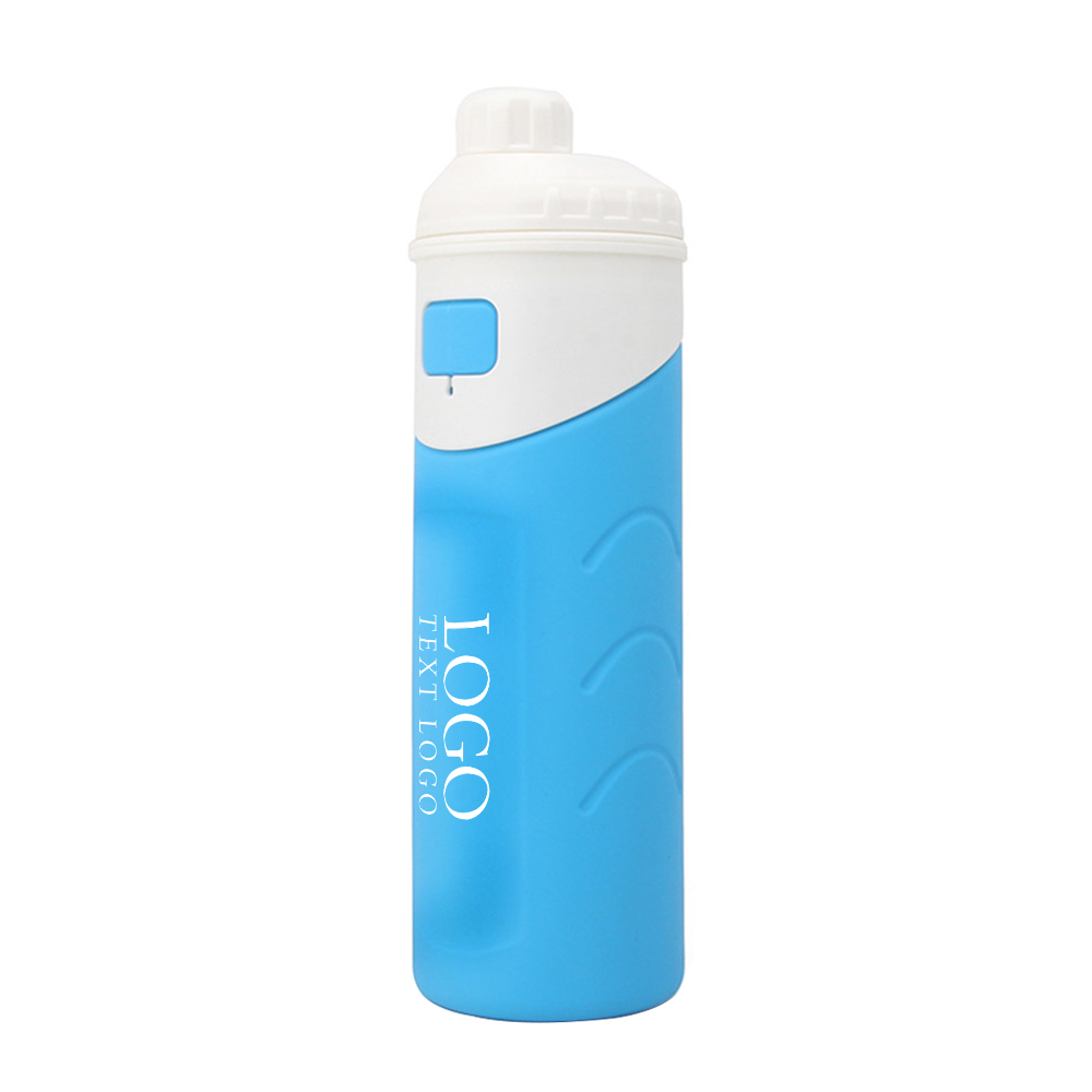 Silicone Insulated Water Bottle Light Blue Logo
