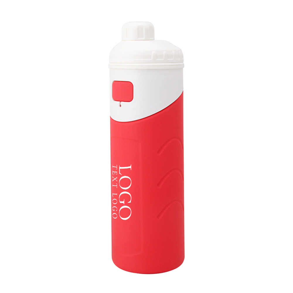 Silicone Insulated Water Bottle Red Logo