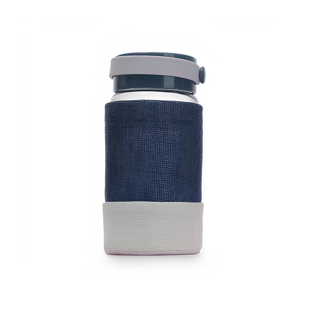 Small Wide Mouth Glass Milk Bottle Blue