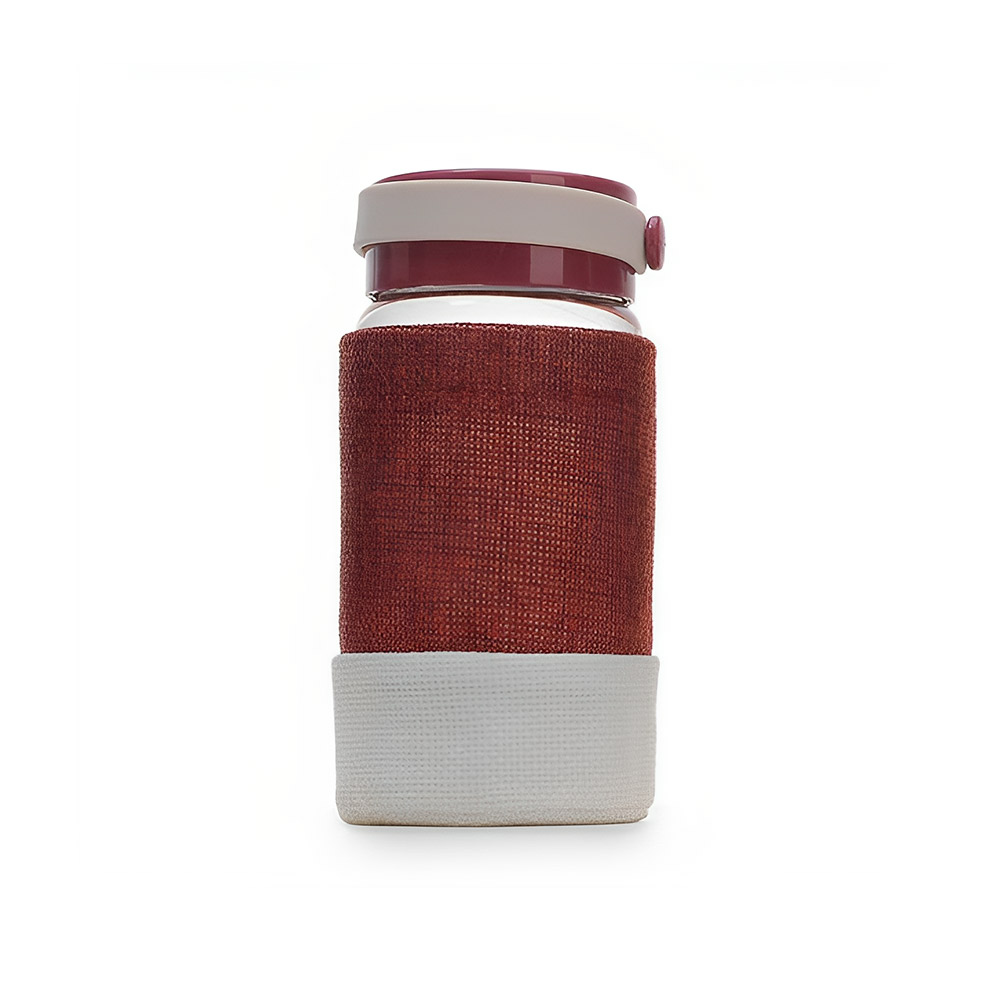 Small Wide Mouth Glass Milk Bottle Red