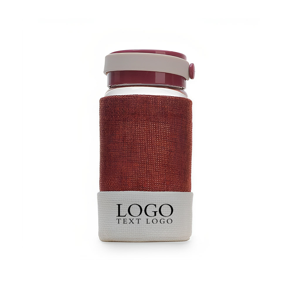 Small Wide Mouth Glass Milk Bottle Red Logo