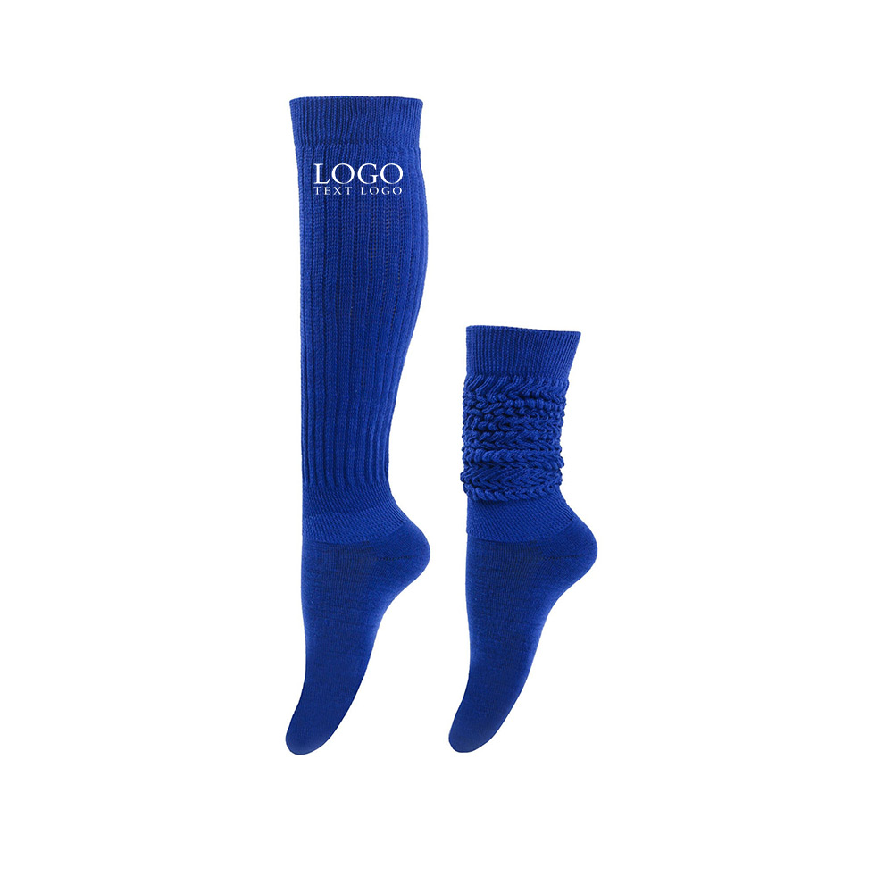 Solid Warm High Stockings Blue Logo