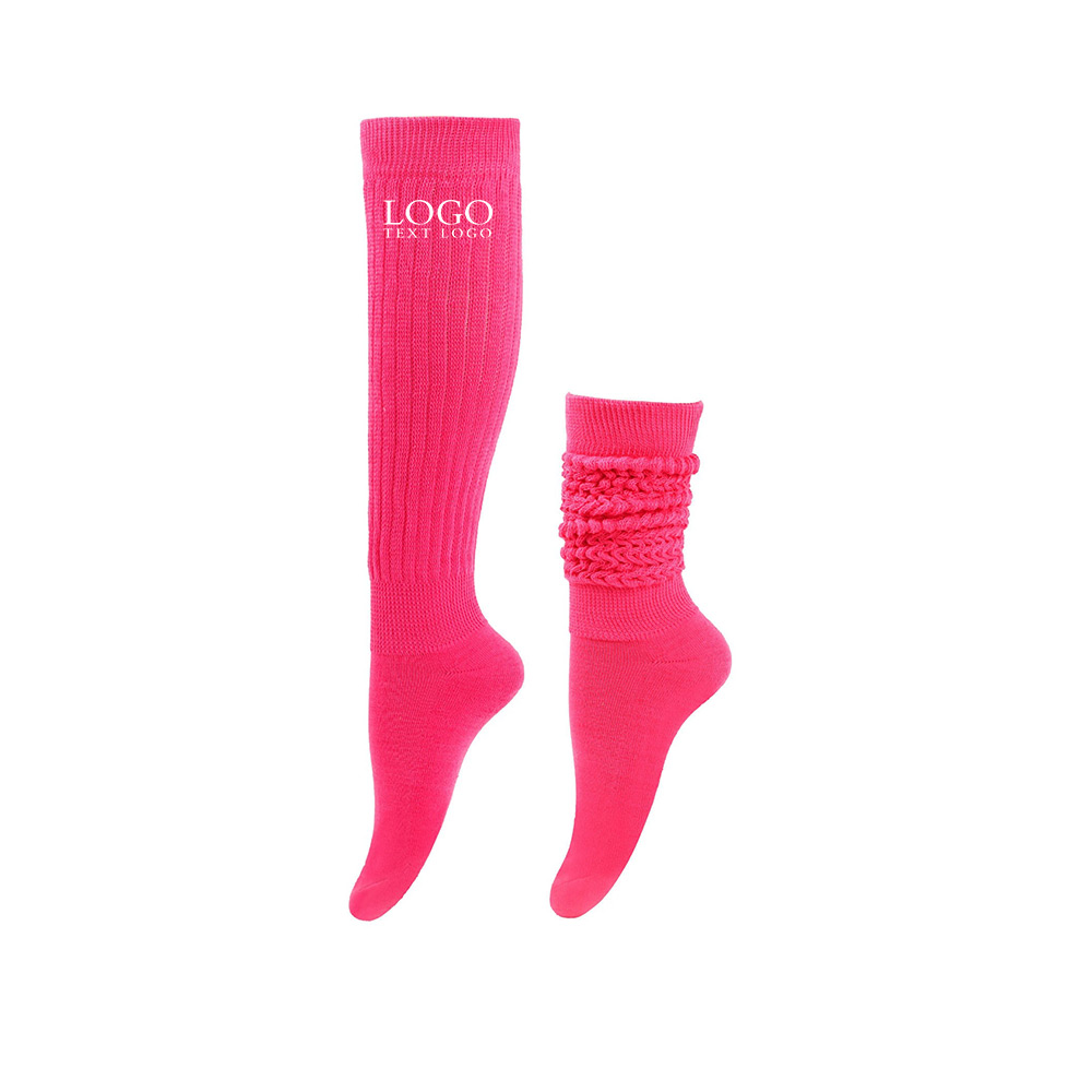 Solid Warm High Stockings Pink Logo