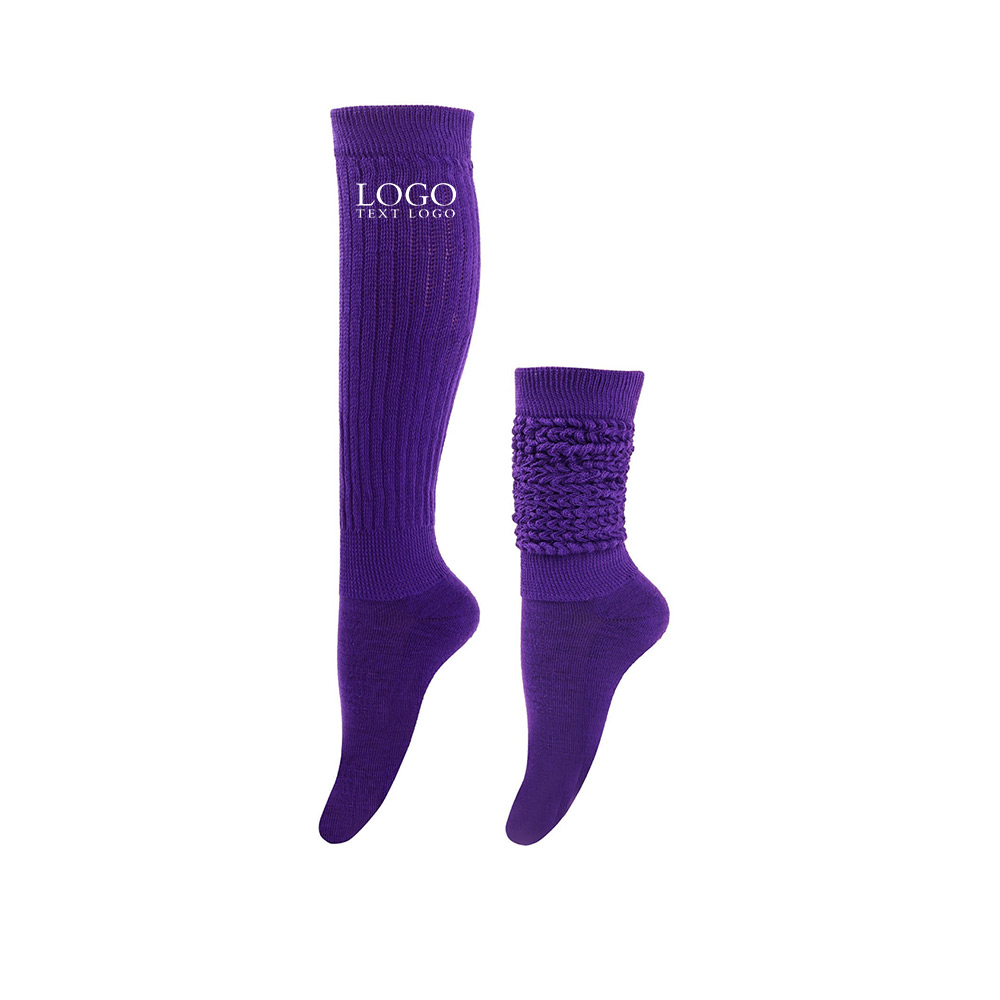 Solid Warm High Stockings Purple Logo