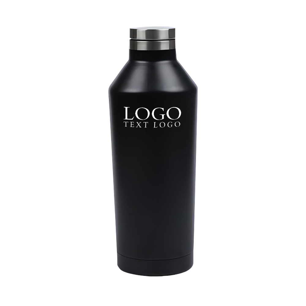 Stainless Steel Water Bottle Black Logo