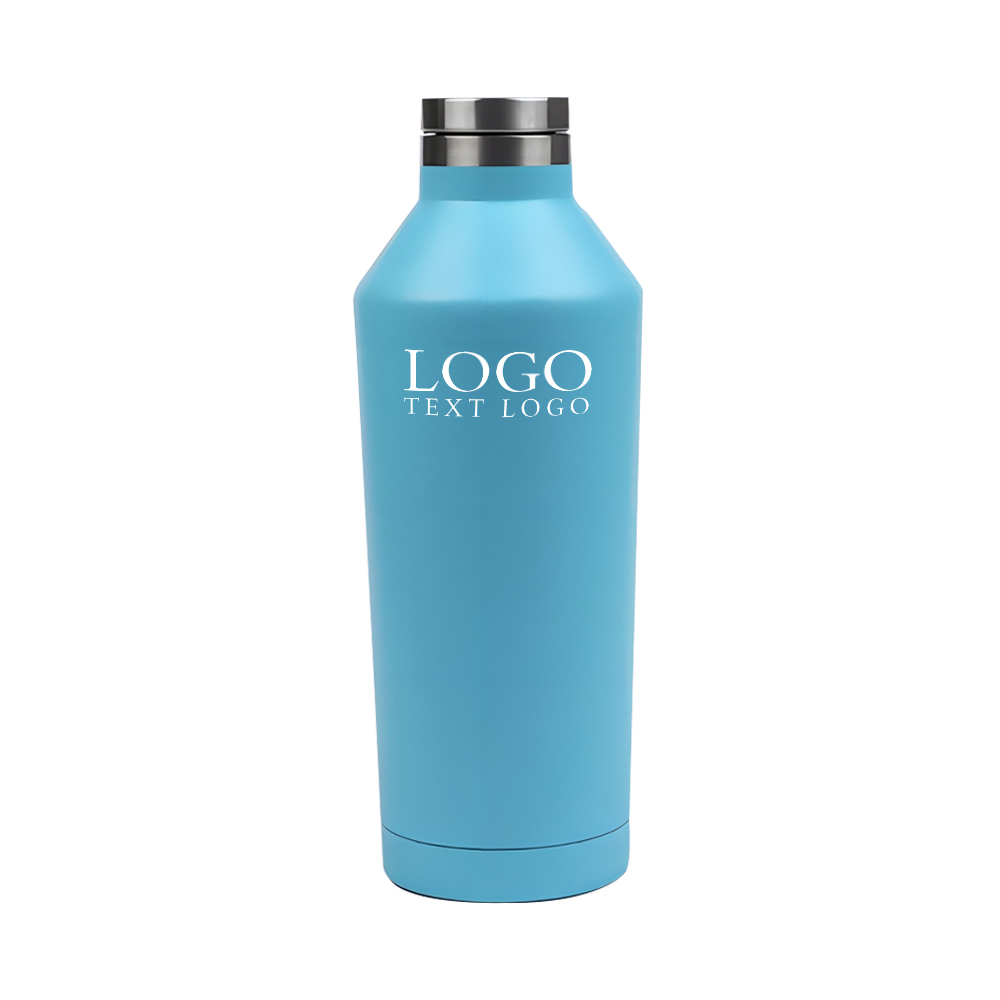 Stainless Steel Water Bottle Blue Logo