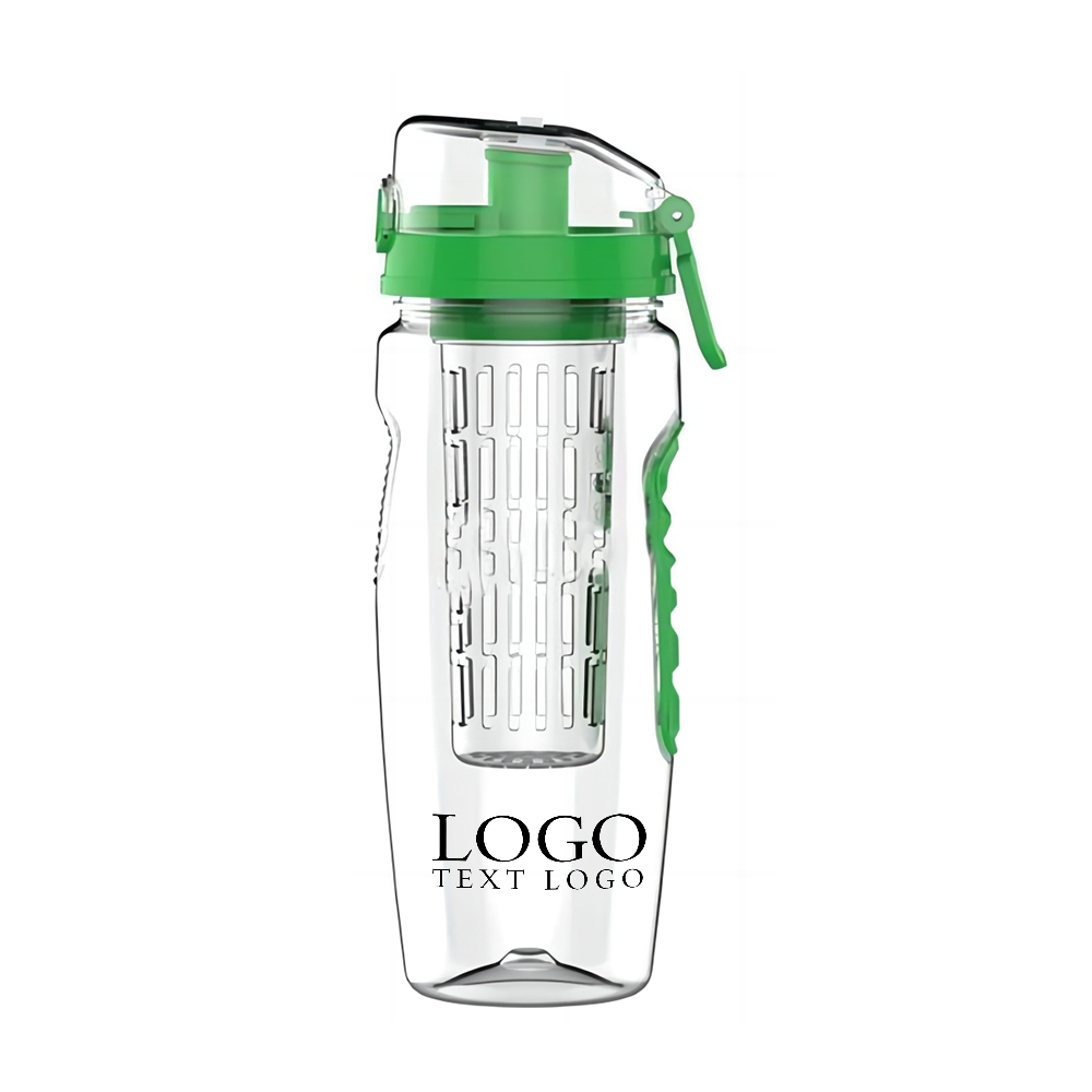 Tritan Infusion Water Bottles Green Logo