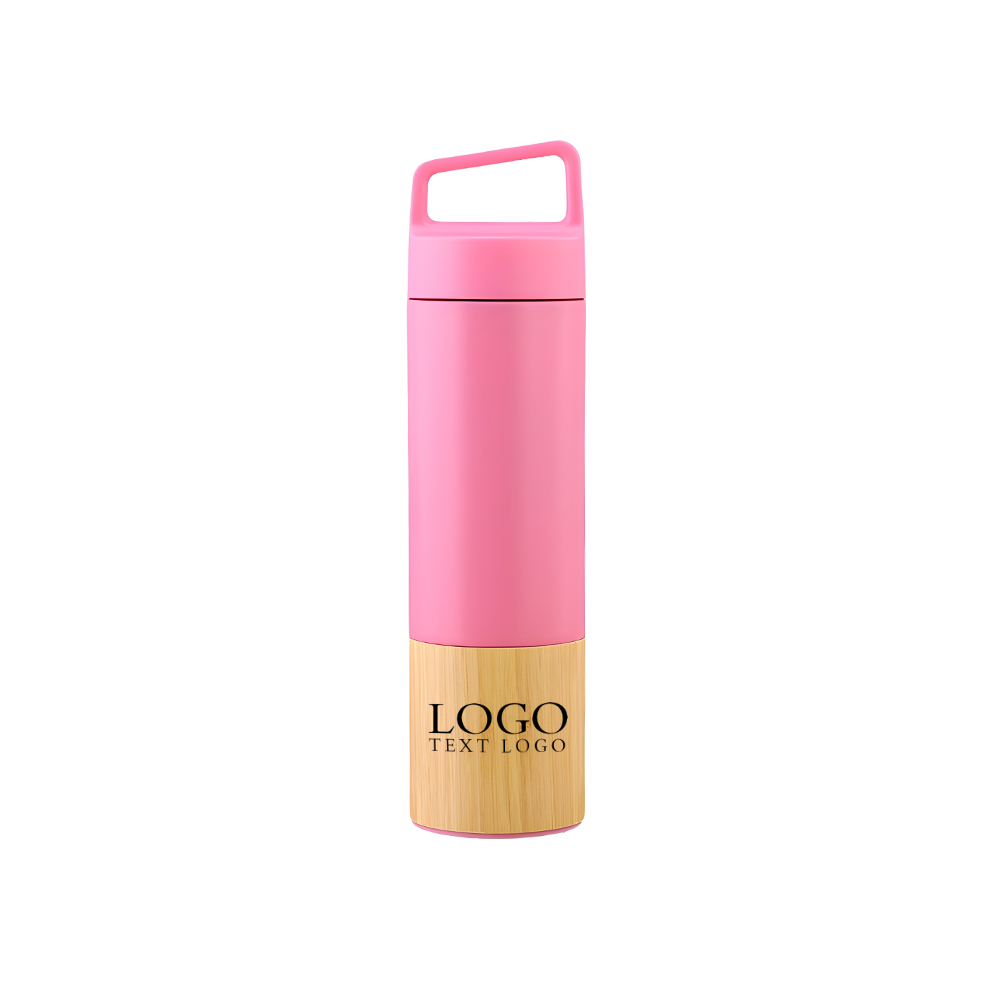Bamboo Tea Tumbler Mug Pink Logo