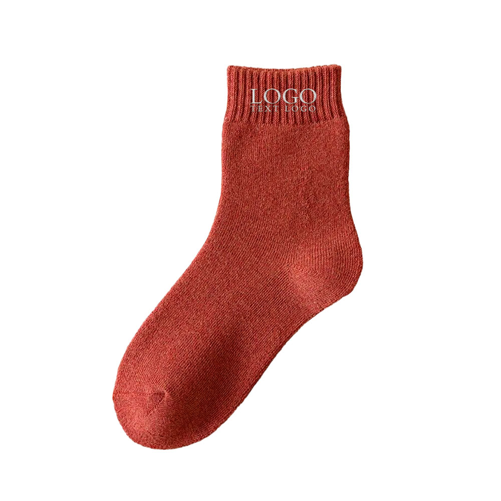 Comfortable Winter Wool Knit Socks Red With Logo
