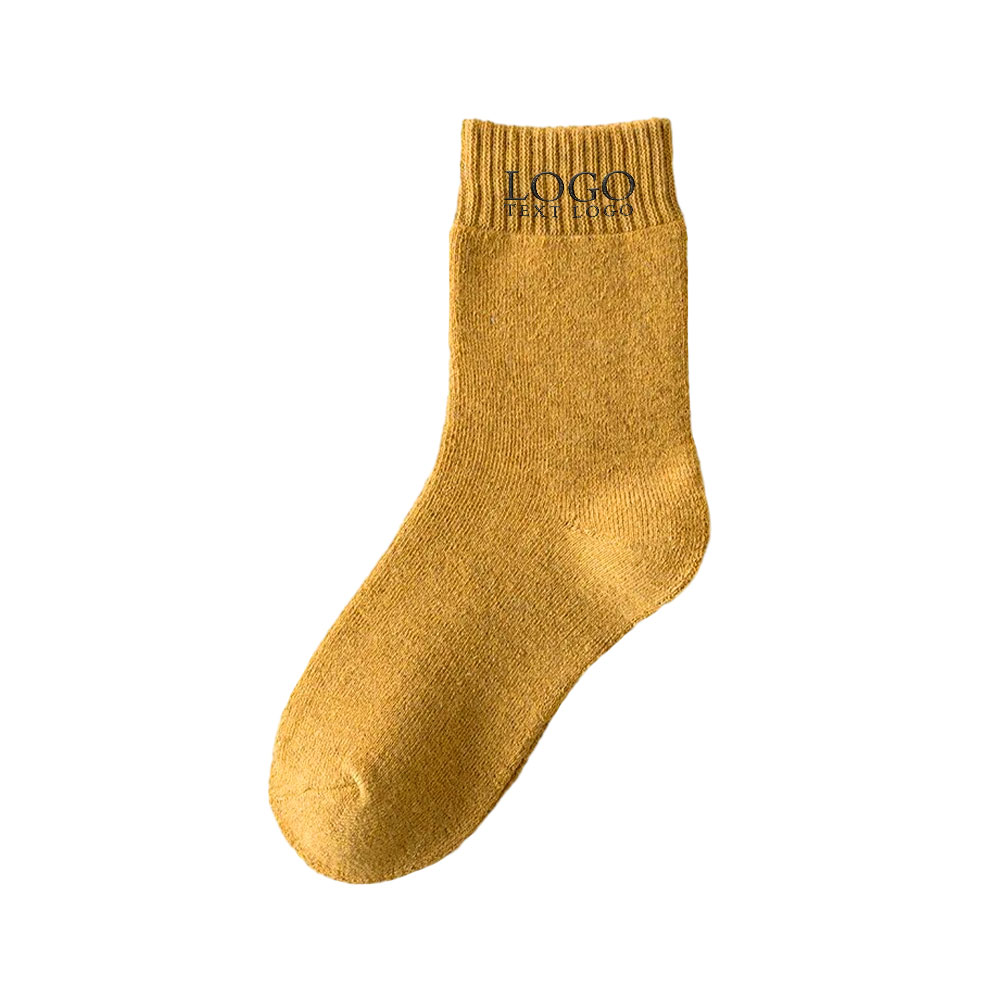 Comfortable Winter Wool Knit Socks Yellow With Logo