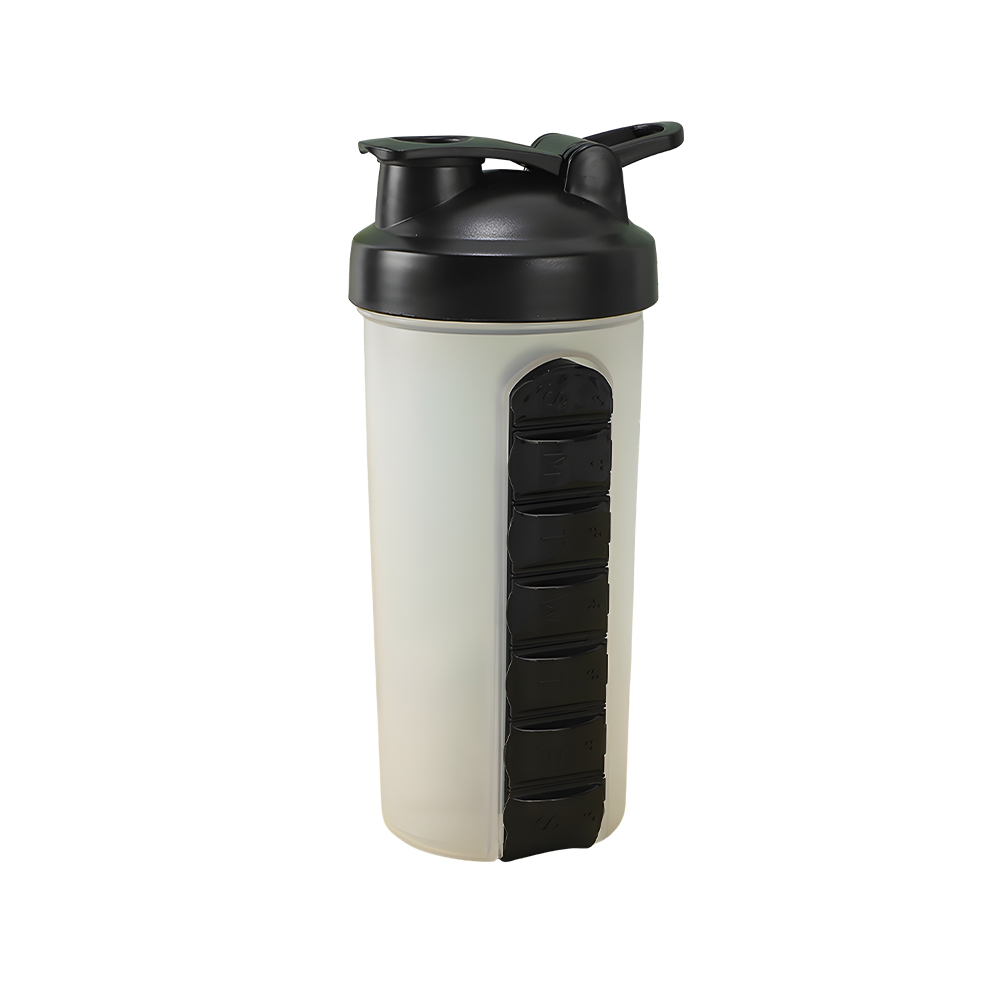 Daily Pill Box Organizer Water Bottle Black