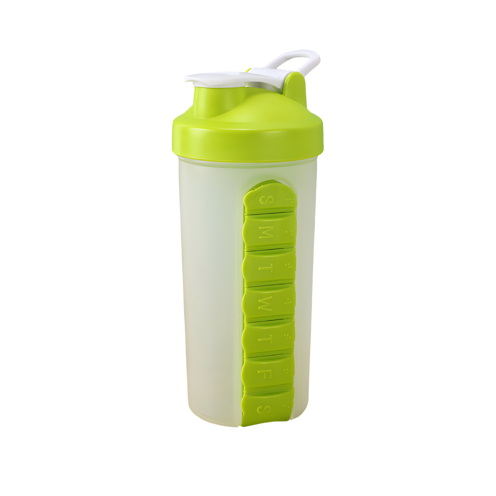 Daily Pill Box Organizer Water Bottle Green