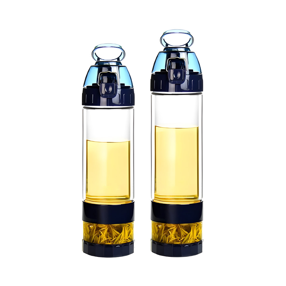 Double Wall Glass Tea Bottle Blue