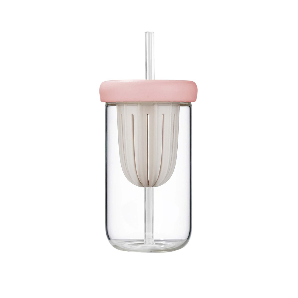 Fruit Infuser Glass Water Bottle Pink