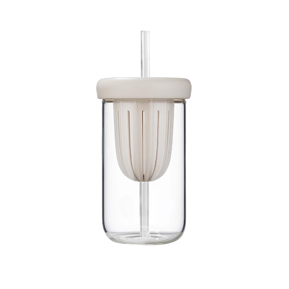 Fruit Infuser Glass Water Bottle White