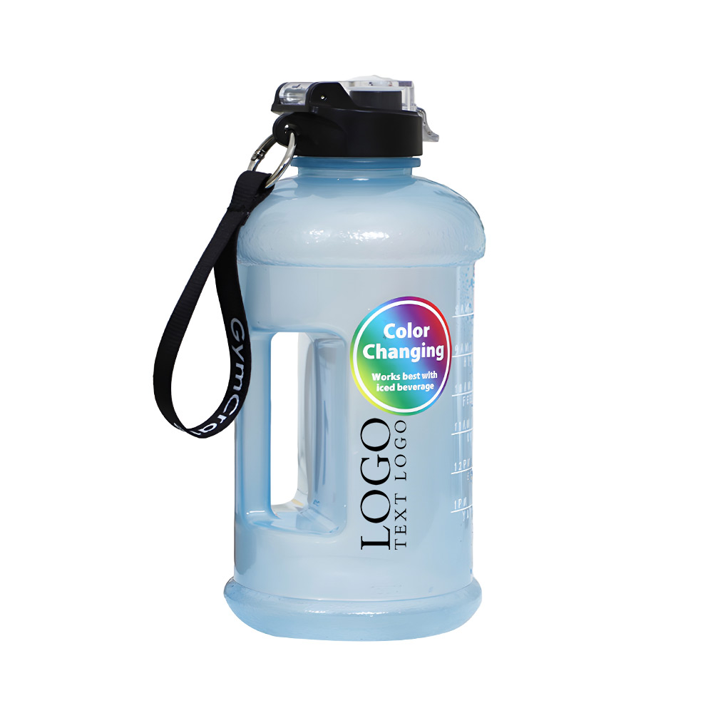 Large Capacity Color Changing Water Bottle Blue Logo