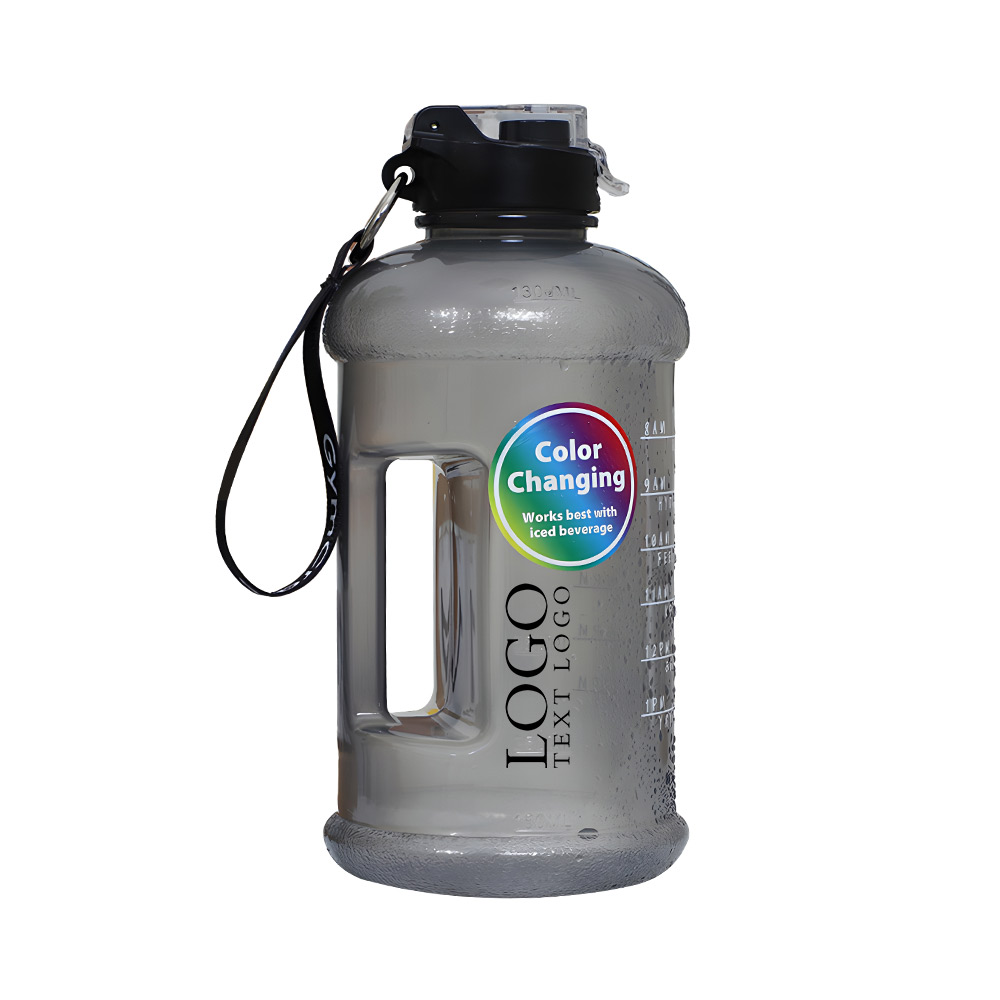Large Capacity Color Changing Water Bottle Gray Logo