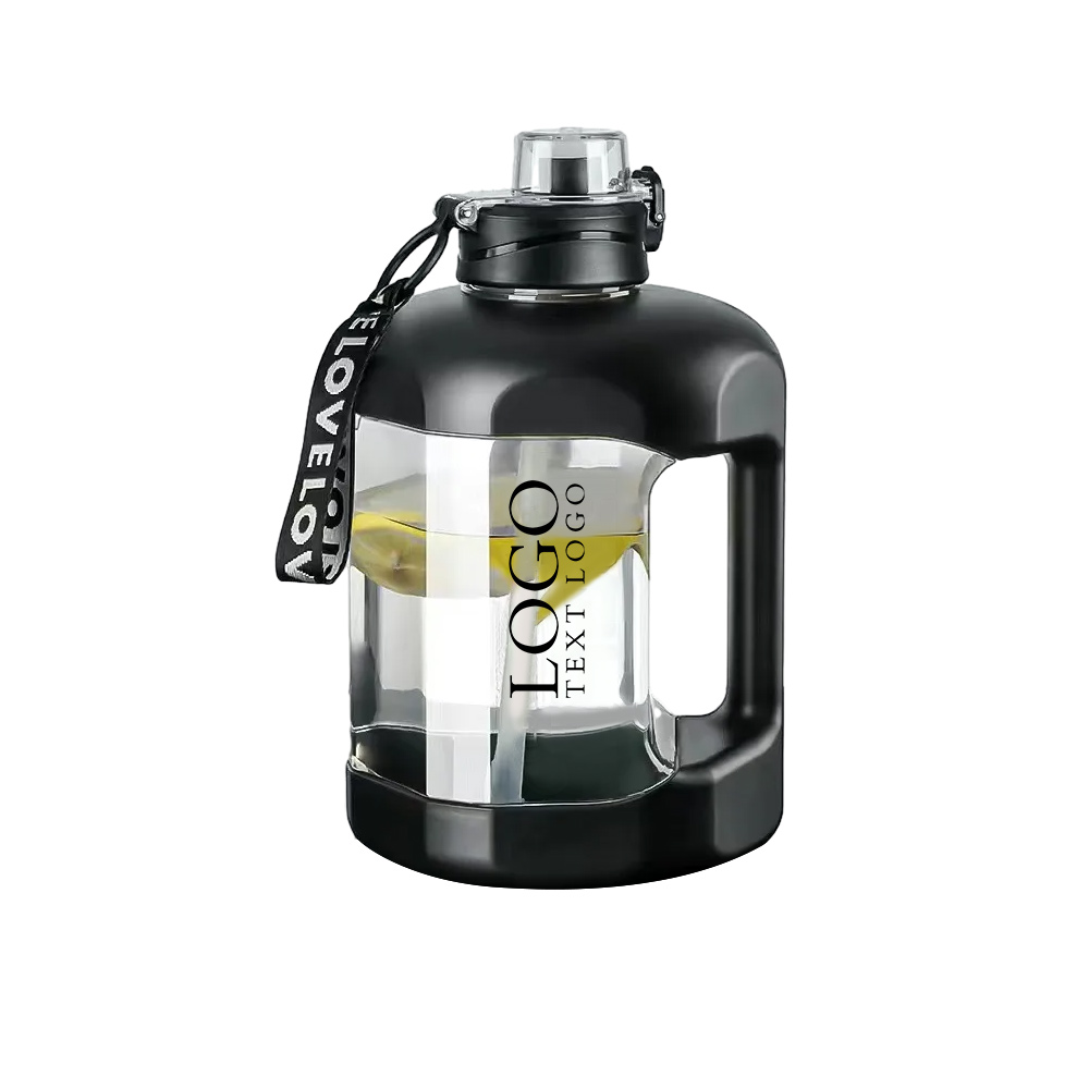 Large Plastic Water Bottle Black Logo