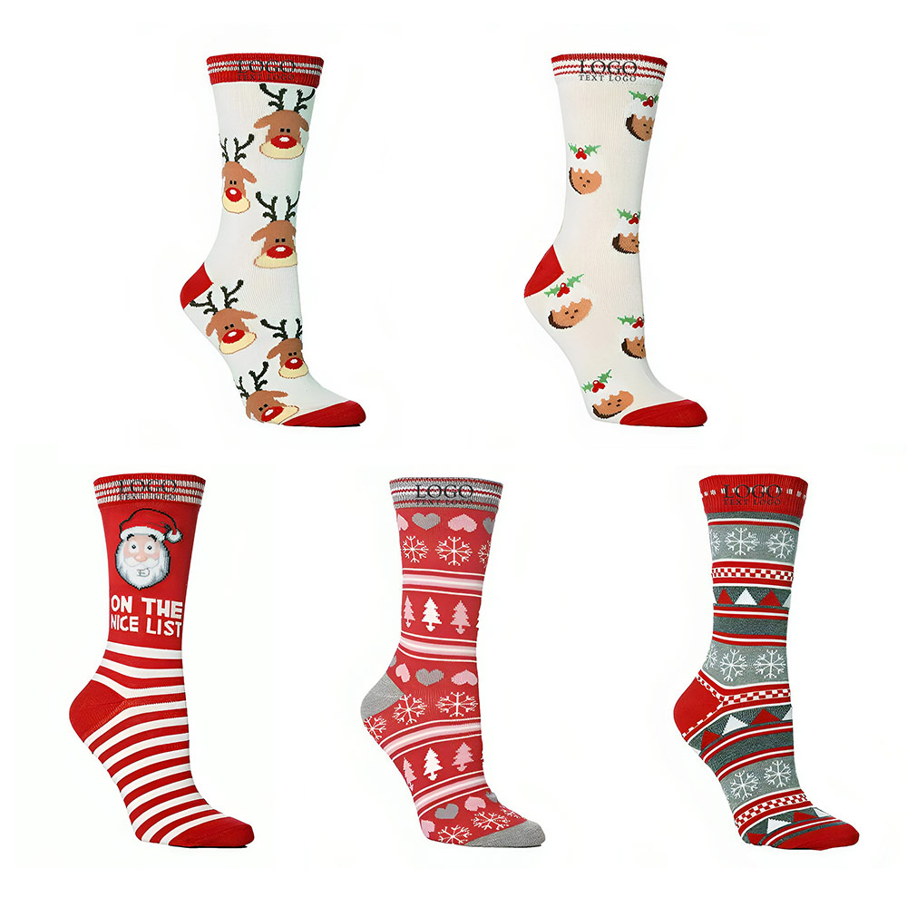 Personalized Christmas Cotton Socks Group With Logo