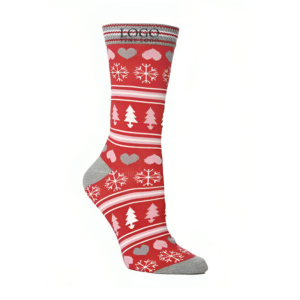 Personalized Christmas Cotton Socks Red 2 With Logo