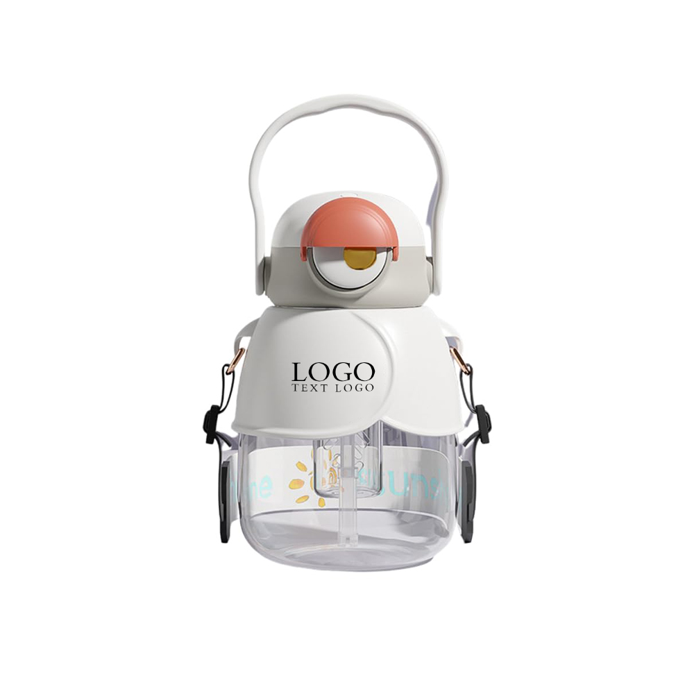 Portable Large Capacity Straw Bottle White Logo