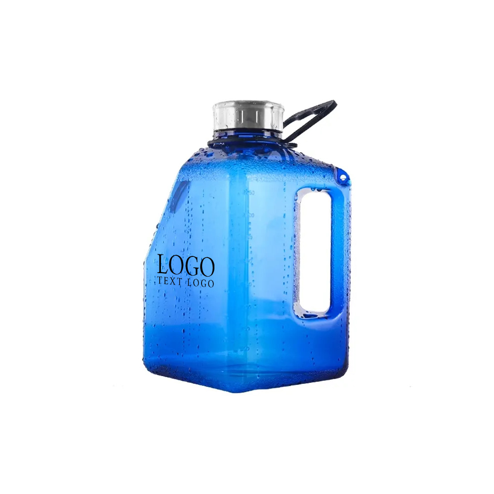Square Gallon Water Bottle Blue Logo