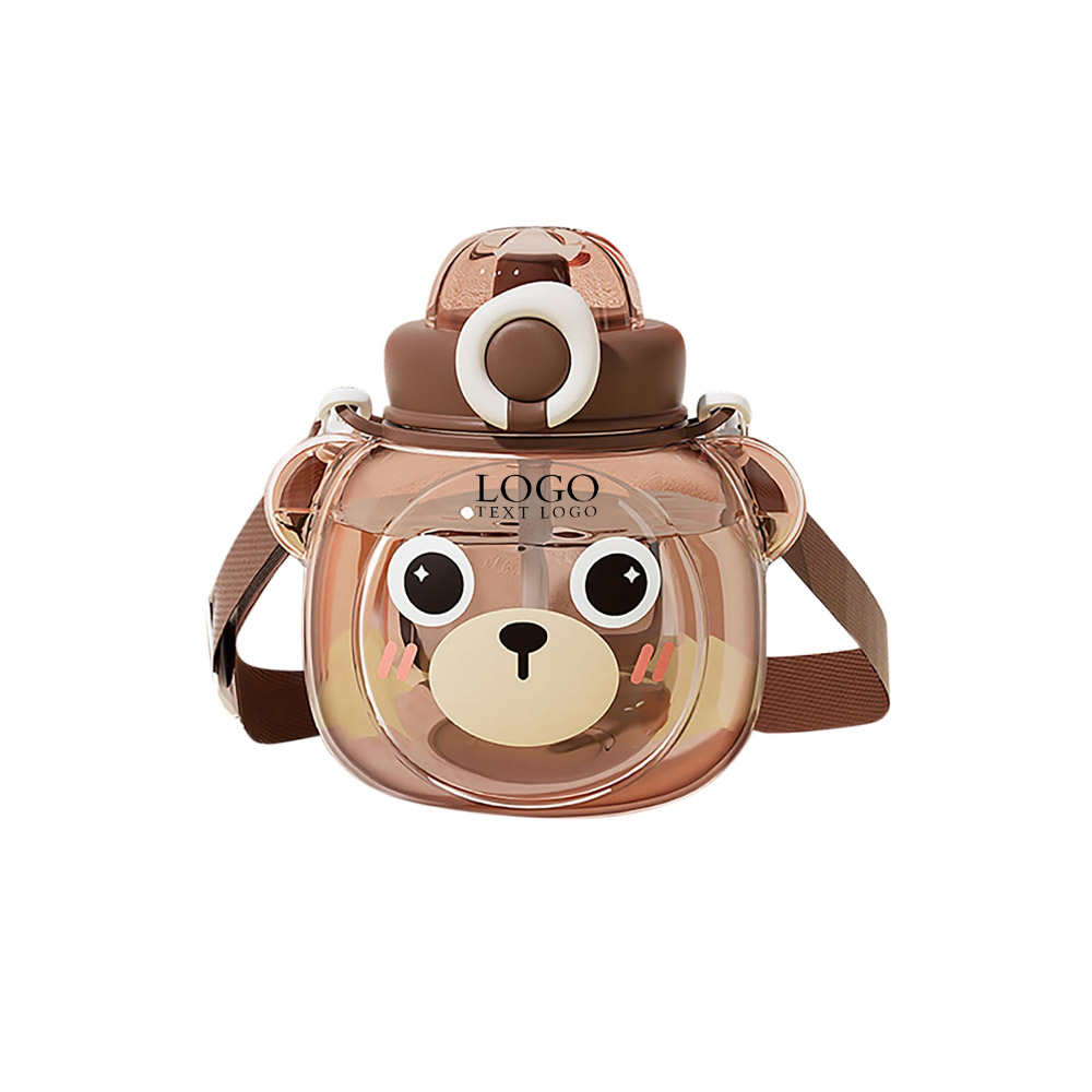 Water Cup BPA Free Plastic Bottle Brown Logo