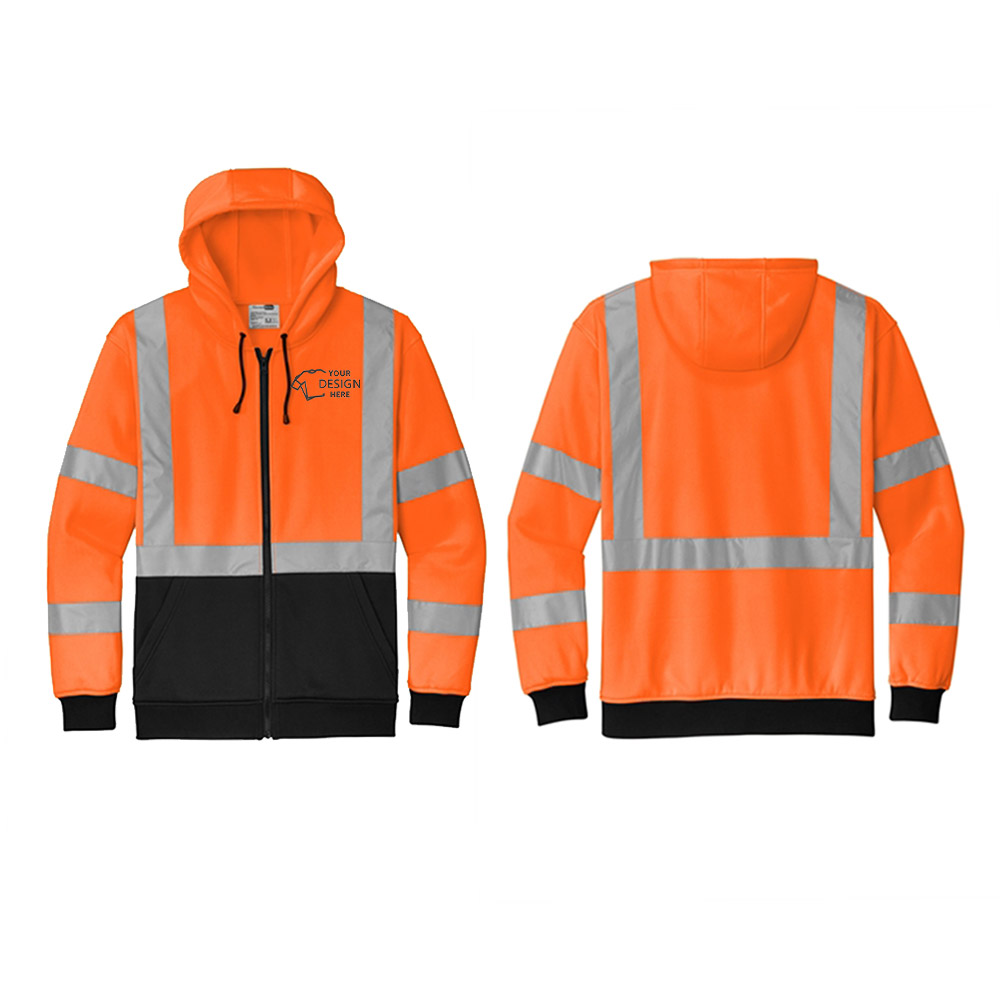 CornerStone ANSI 107 Class 3 Heavy-Duty Full-Zip Hoodie Safety Orange