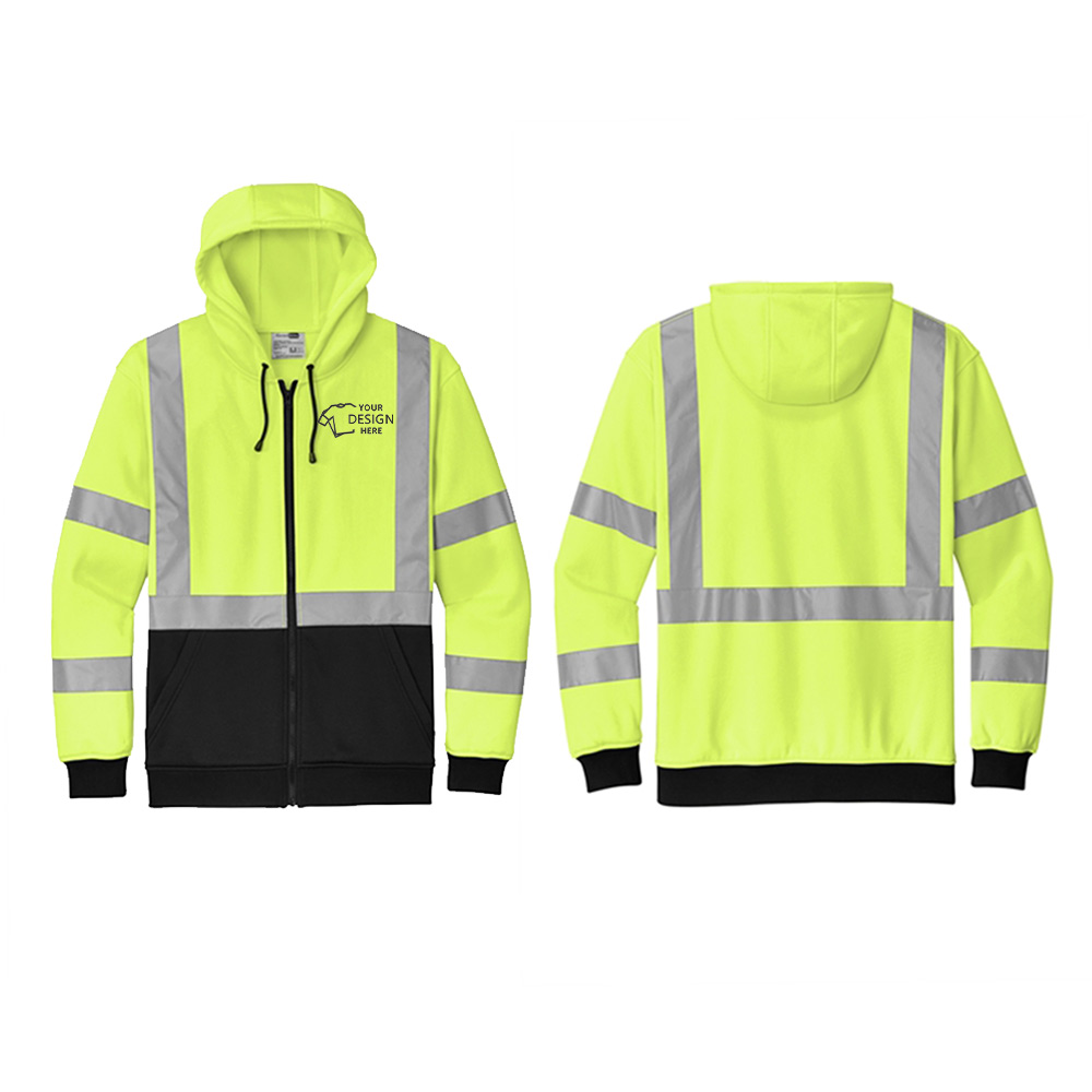 CornerStone ANSI 107 Class 3 Heavy-Duty Full-Zip Hoodie Safety Yellow