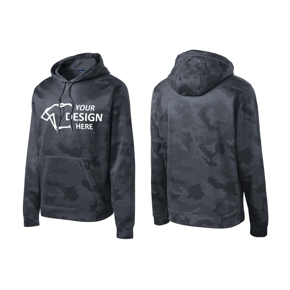 Sport-Tek Sport-Wick CamoHex Fleece Hooded Pullover Dark Smoke Grey Group