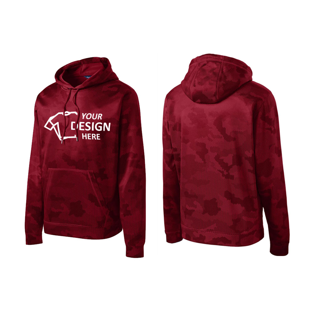Sport-Tek Sport-Wick CamoHex Fleece Hooded Pullover Deep Red Group