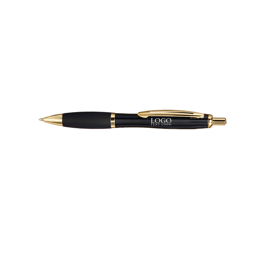 Metal Click Ballpoint Pen With Grip Black With Logo