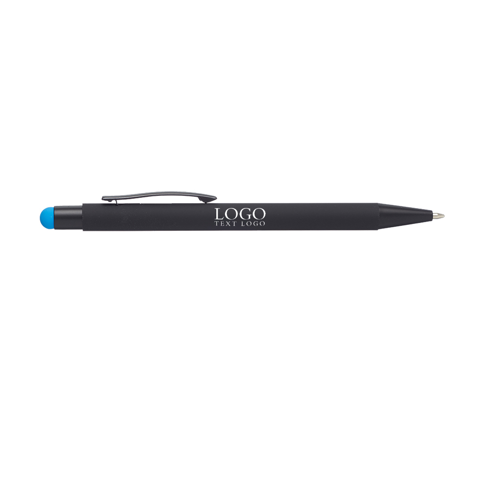 Rubberized Color Pop Pens with Stylus Blue With Logo