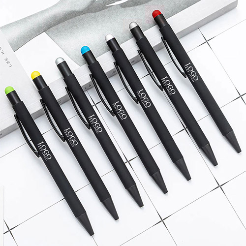 Promo Rubberized Color Pop Metal Pens With Stylus