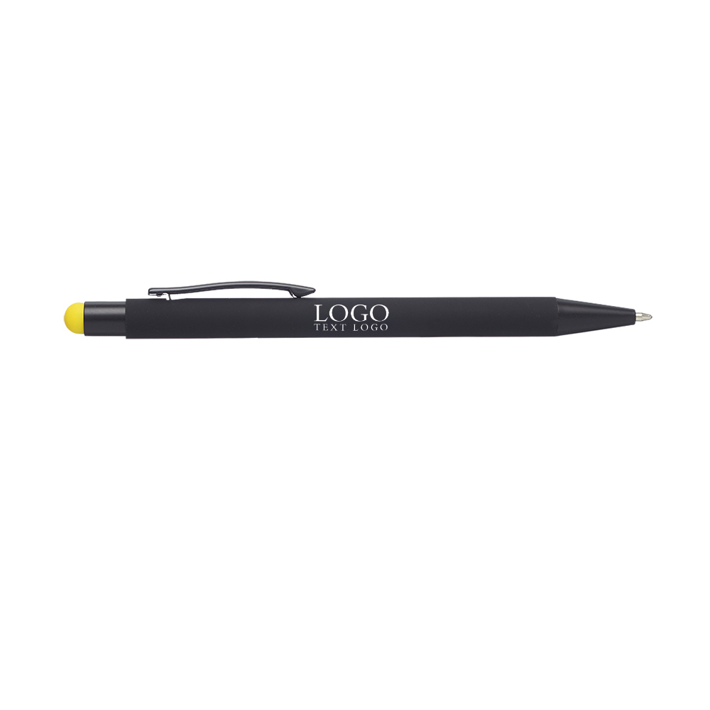 Rubberized Color Pop Pens with Stylus Yellow With Logo