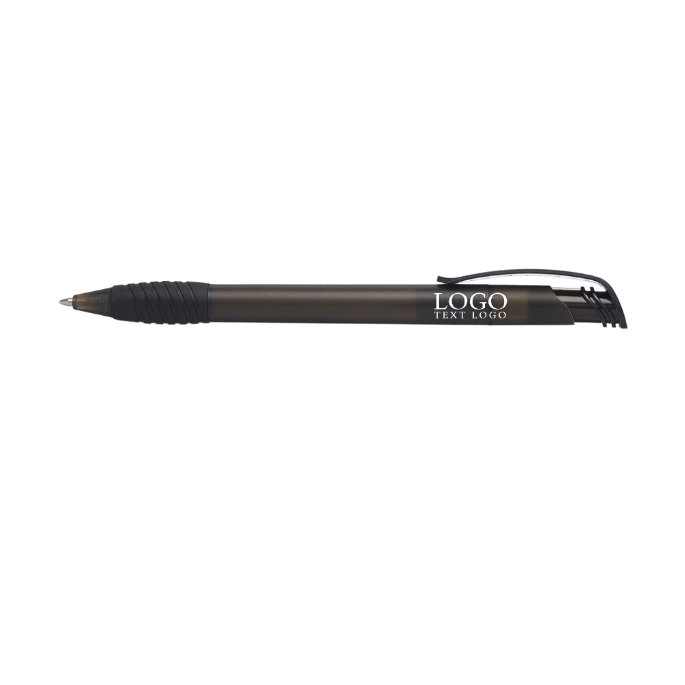 Translucent Ballpoint Grip Pen Black With Logo