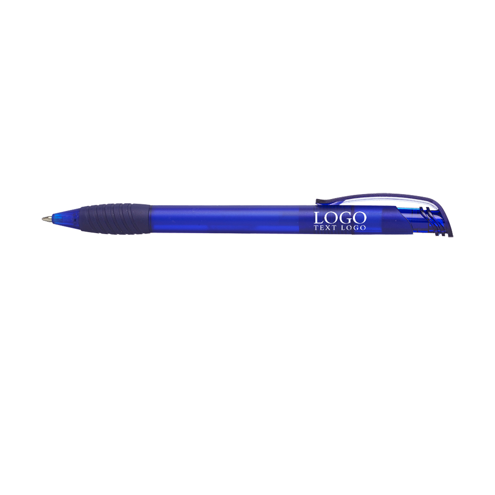 Translucent Ballpoint Grip Pen Blue With Logo