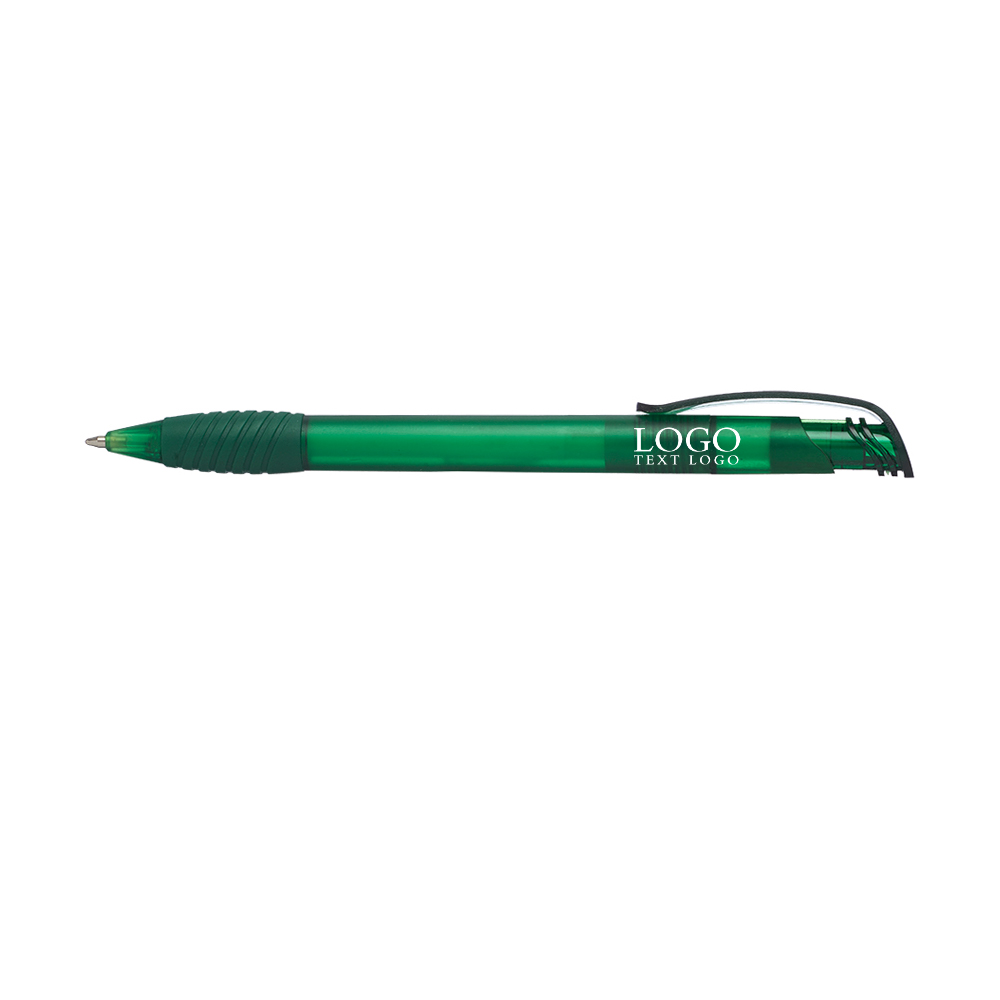 Translucent Ballpoint Grip Pen Green With Logo