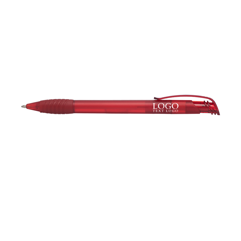 Translucent Ballpoint Grip Pen Red With Logo
