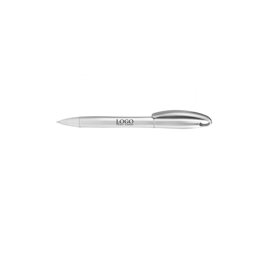 Twist Action Ballpoint Plastic Pen Silver With Logo