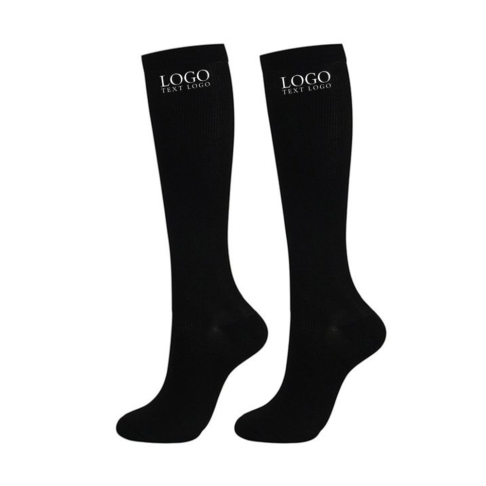 Athletic Compression Socks Black with Logo