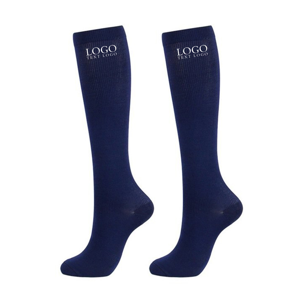 Athletic Compression Socks Navy Blue with Logo