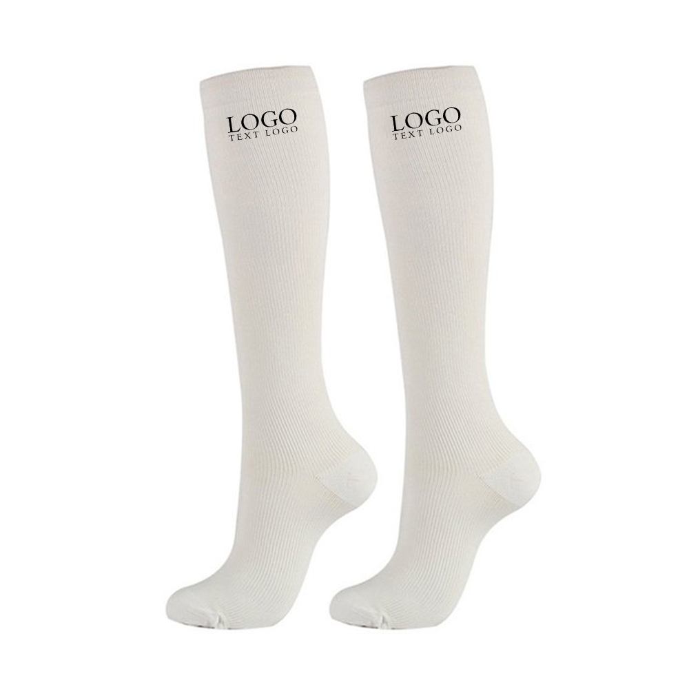 Athletic Compression Socks White with Logo