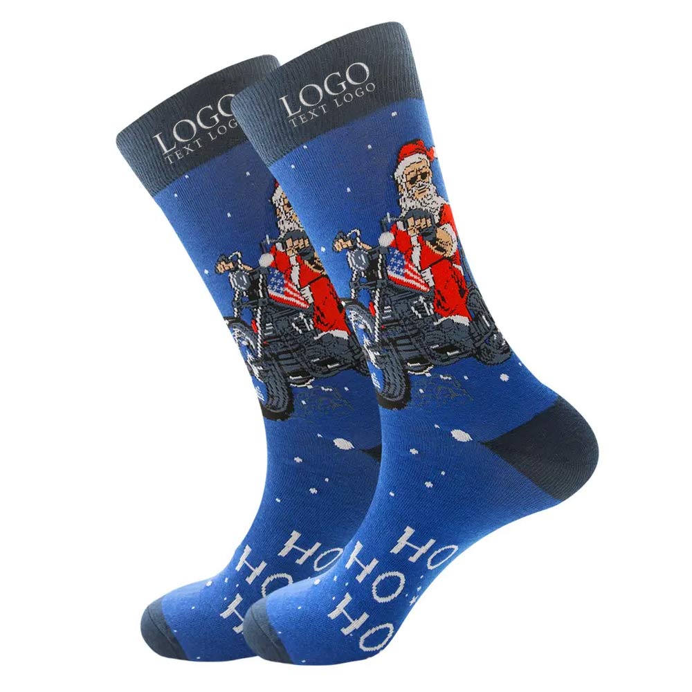 Blue Christmas Socks with Logo