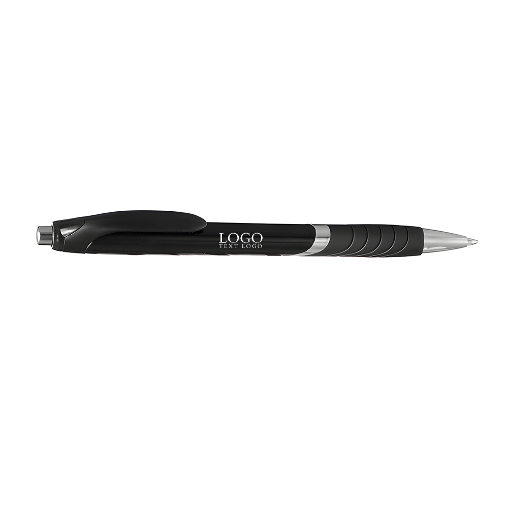 Bright Colors Rubber Grip Ballpoint Pens Black With Logo