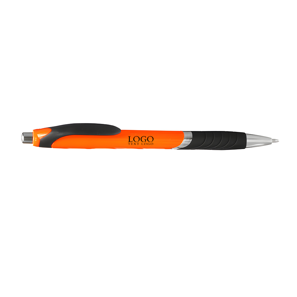 Bright Colors Rubber Grip Ballpoint Pens Orange With Logo
