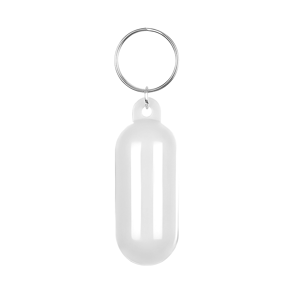 Capsule Shaped Plastic Floating Keychain White