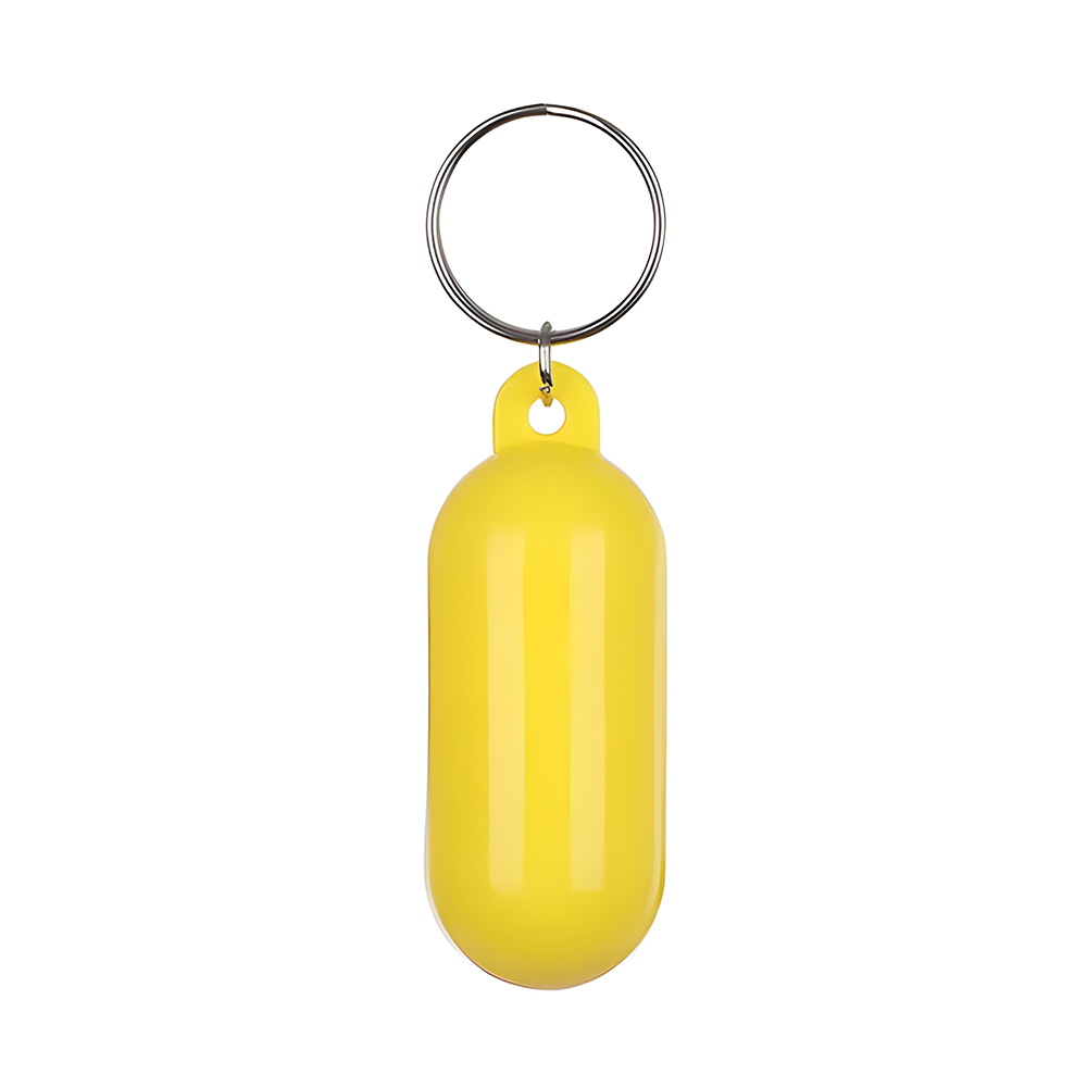 Capsule Shaped Plastic Floating Keychain Yellow