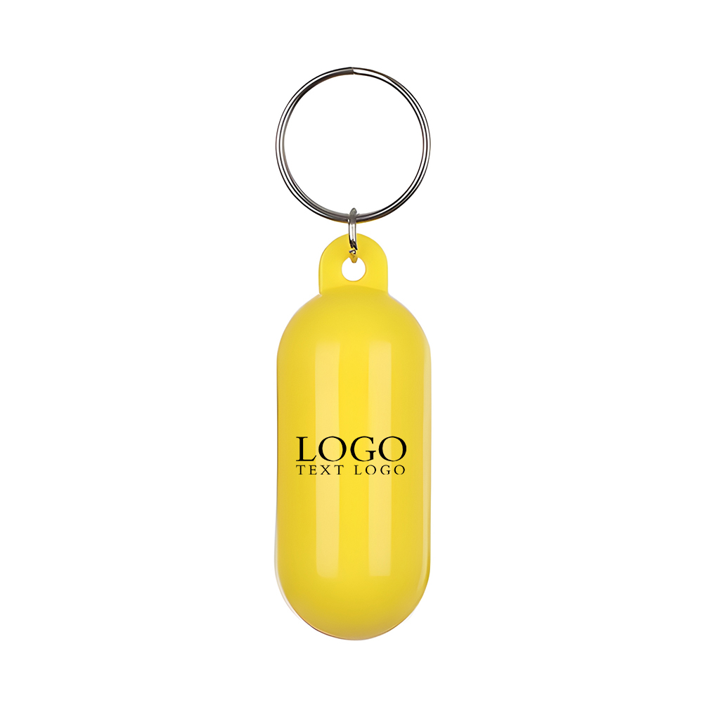 Capsule Shaped Plastic Floating Keychain Yellow with Logo